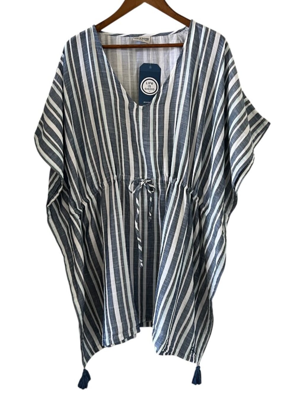 Life Is Good NEW Summer Breeze Vintage Blue Stripe Coverup Size XL/XXL